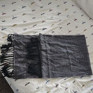 Black and Gray Fringed Scarf